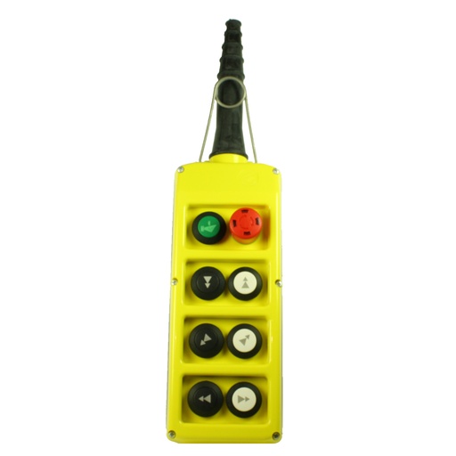 [PLB08D6-E] 8 Button Two Speed Crane Pendant, Double Row 8 Button 2 Speed Pendant Station With 1 Alarm, 1 Emergency Stop Buttons