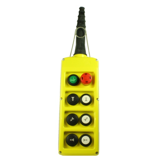 [PLB08D6-E] ASI PLB08D6-E 8-Button Crane Pendant Station | 2-Speed Operation | Double Row Push Button Controller | Emergency Stop | IP65 NEMA 4X Rated