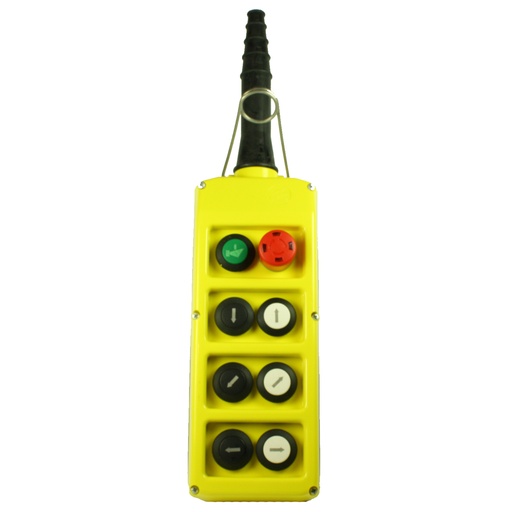 [PLB08-E] 8 Button Crane Pendant, Double Row 8 Button Pendant Station With 6 Bidirectional, 1 Alarm, 1 Emergency Stop Buttons