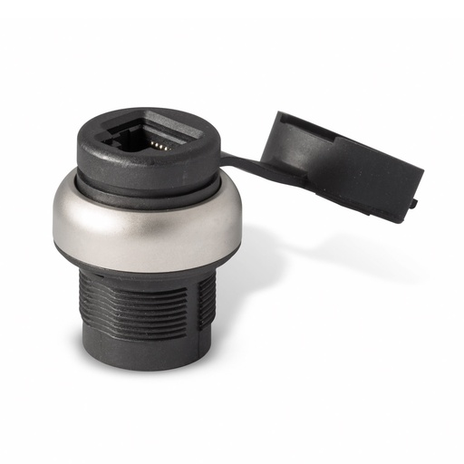 [PP2RJ45NL] DISCONTINUED: USE ASI-D100RJ45N | ASI PP2RJ45NL Bulkhead RJ45 Connector Cat5 | IP67, Panel Mount, Weatherproof, Silver Bezel