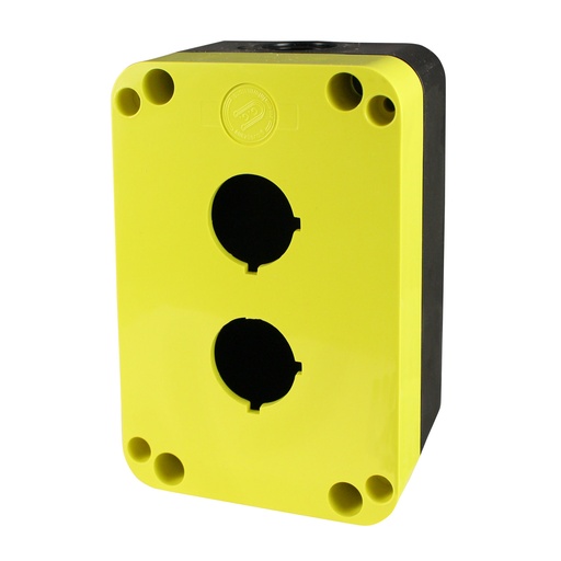 [PQ02K] Push Button Enclosure, 2 Hole, Accepts 22mm Devices, Polycarbonate Nonmetallic Push Button Enclosure, Yellow Top
