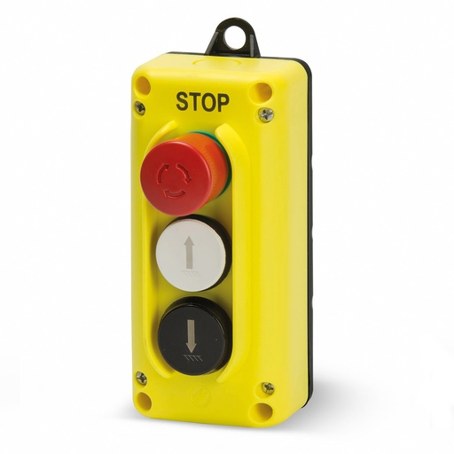[TLP3.B] 3 Button Pendant Control Station | Up, Down, & Emergency Stop | 1 NC & 2 NO Contacts | NEMA 4, IP65 Rated | Industrial Hoist & Crane Control