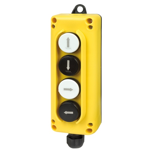 [TLP4.C] ASI TLP4.C 4-Button Pendant Control Station | Up, Down, Left, Right Buttons | 4 NO Contacts | NEMA 4, IP65 Rated | Includes M20 Cable Gland | Industrial Hoist & Crane Control