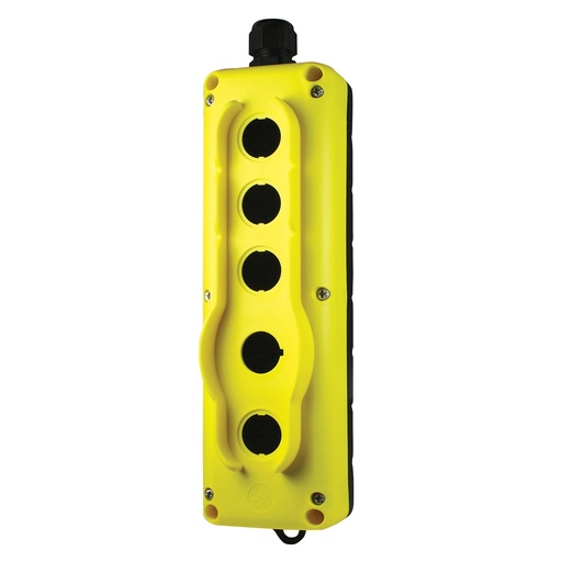 [TLP5K] 5 Hole Pendant Station Enclosure, 5 Hole Control Station Enclosure, Yellow Cover, Black Base, Includes M20 Cable Gland