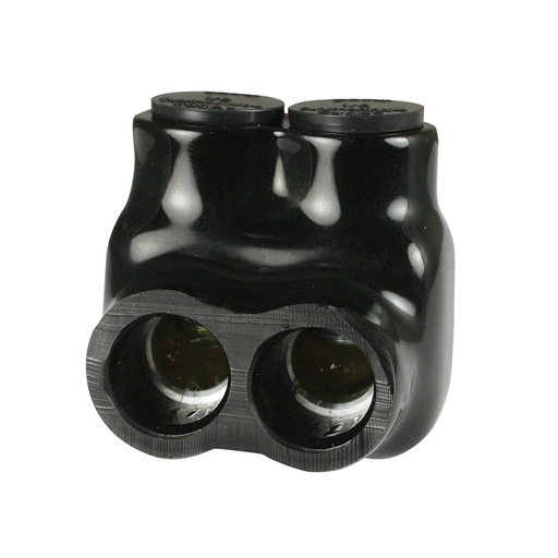 [AICS1-0-2] Insulated Multi Tap Connector |  2 Port | 14 AWG-1/0 AWG |  600V Class | Black Plastisol Insulation | Single Side Wire Entry | UL Listed 486B