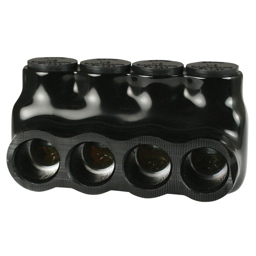 [AICS1-0-4] Insulated Multi Tap Connector, 4 Port, 14 AWG-1/0 AWG, 600V, Black Insulation, Single Side Wire Entry, UL Listed 486B