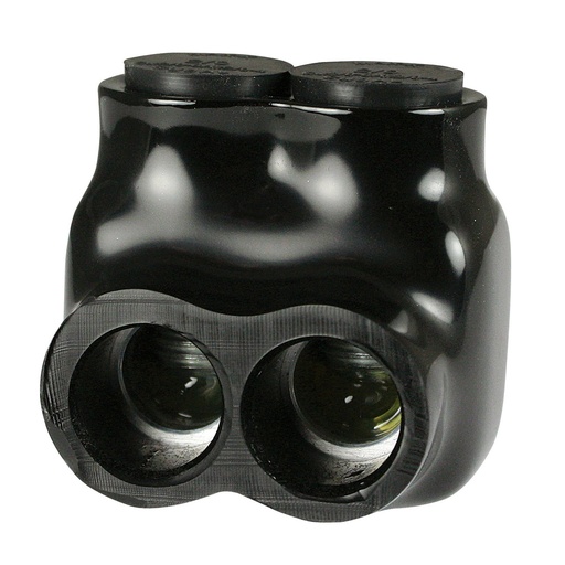 [AICS2-0-2] Insulated Multi Tap Connector, 2 Port, 6 AWG-2/0 AWG, 600V, Black Insulation, Single Side Wire Entry, UL Listed 486B