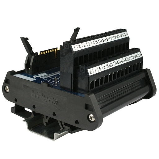 [10004] 26-Pin IDC Ribbon Cable Connector to Screw Terminal Block Interface Module | 2.0A, 120V AC | 26-12AWG | DIN Rail Mount | IDC Breakout | Type IMRC26 | ASI 10004