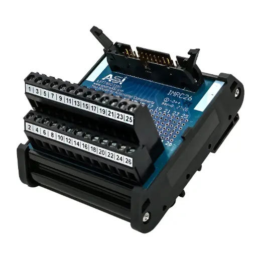 [10004] 26-Pin IDC Ribbon Cable Connector to Screw Terminal Block Interface Module | 2.0A, 120V AC | 26-12AWG | DIN Rail Mount | IDC Breakout | Type IMRC26 | ASI 10004