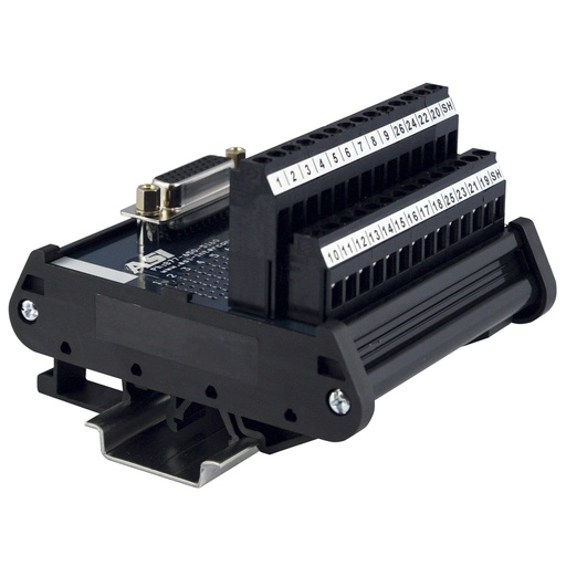 [11103] ASI IMHD26F DIN Rail Breakout Board | 26-Pin Female High-Density D-Sub to Screw Terminal | Secure Mounting | Industrial Interface Module