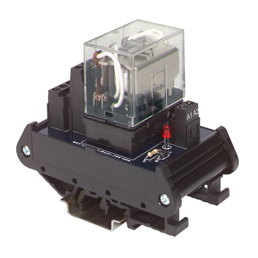 [14033] 24VAC Relay Module, Led Coil Status, Pluggable Relay, 10 Amp, 110 VAC Contact, 24-12 AWG, 4Pdt, DIN Rail