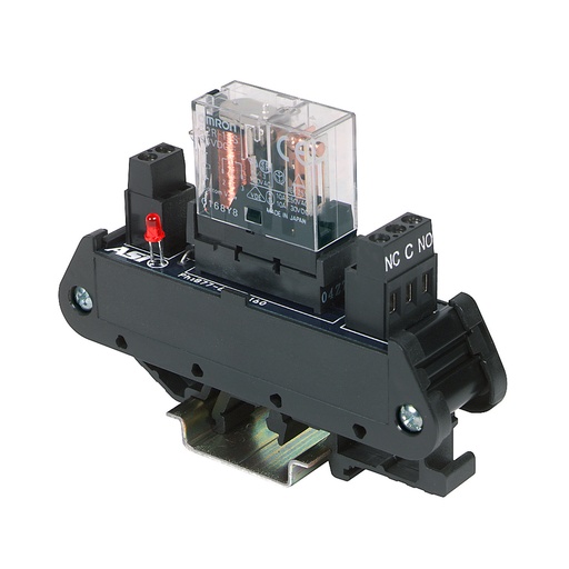 [14037] 12Vdc Relay Module, Led Coil Status, Fixed Relay, 10 Amp, 250 VAC Contact, 24-12 AWG, Spdt, DIN Rail Mount
