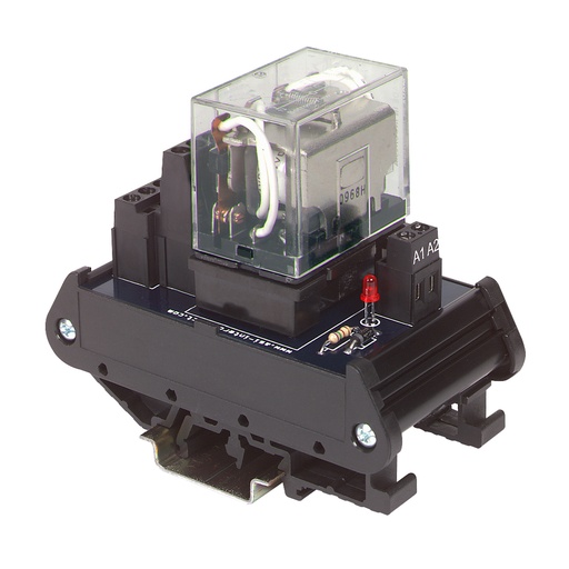 [14052] 120VAC Relay Module, Led Coil Status, Fixed Relay, 10 Amp, 110 VAC Contact, 24-12 AWG, 4Pdt, DIN Rail Mount