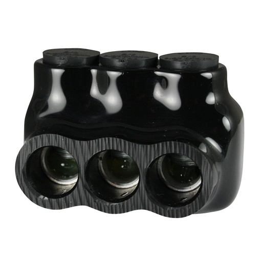 [AICS2-0-3] Insulated Multi Tap Connector, 3 Port, 6 AWG-2/0 AWG, 600V, Black Insulation, Single Side Wire Entry, UL Listed 486B