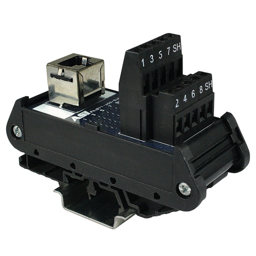 [16001] ASI 16001 IMRJ0845 | Cat5e RJ45 to Screw Terminal Interface | 2.0A, 120V AC | 26-12 AWG | Din Rail Mount | Compact Industrial Interface Module