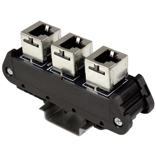 [16013] ASI 16013 RJ45 DIN Rail Patch Panel | 3 Shielded RJ45 Connectors | Parallel Wiring | Cat5e Ethernet | Industrial & Commercial Network Module