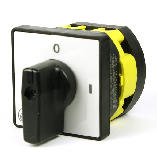 [A-101470G] ASI A-101470G Rear Panel Mount Cam Switch | 2-Pole, 20A, 600V AC | ON/OFF Rotary Disconnect | Black Handle | UL508 Listed | Replacement for ABB 6A611