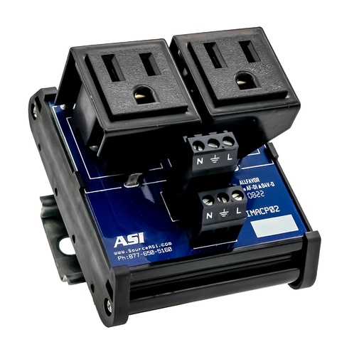 [IMACP02] DIN Rail Mount 120V Receptacle, DIN Rail Mounted Socket Outlet, Dual AC Outlet, Made In USA, UL 508