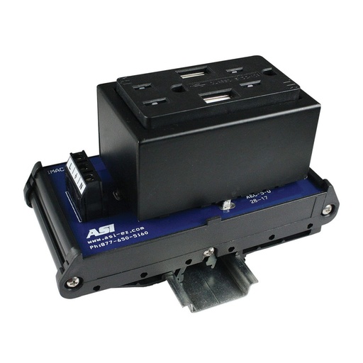 [IMACP02-USBC-5.0-B] DIN Rail Receptacle With A Dual USB Type A Charger, 15A DIN Rail AC Outlet With USB Charger
