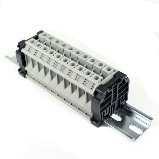 [RAAK10N21-10] ASI Solar Combiner ASIUK10N, 10 Gang Box Connector DIN Rail Terminal Blocks, 6-24 AWG, 65A, 600V