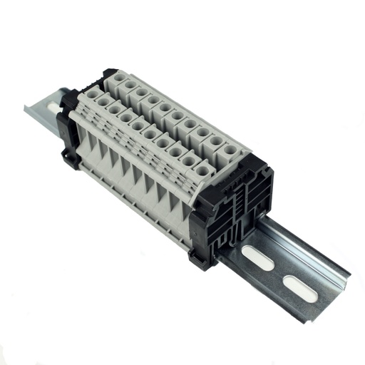 [RAAK6N21-10] 10 Pole DIN Rail Terminal Block Kit | 24-10 AWG | 50A 600V | UL Recognized Components & RoHS Compliant | ASI RAAK6N21-10