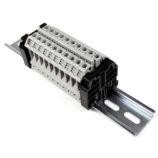 [RAAK6NJ21-10] 10 Pole DIN Rail Terminal Block Kit | 24-10 AWG | 50A 600V | UL Recognized Components & RoHS Compliant | Includes 10 Pole Jumper | ASI RAAK6NJ21-10