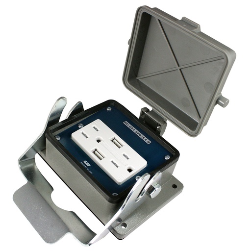 [RAI-DAC-USBC5.0-W] Panel Interface Connector With A Dual 120V Receptacle Equipped With USB Charging Ports, RAI-DAC-USBC5.0-W
