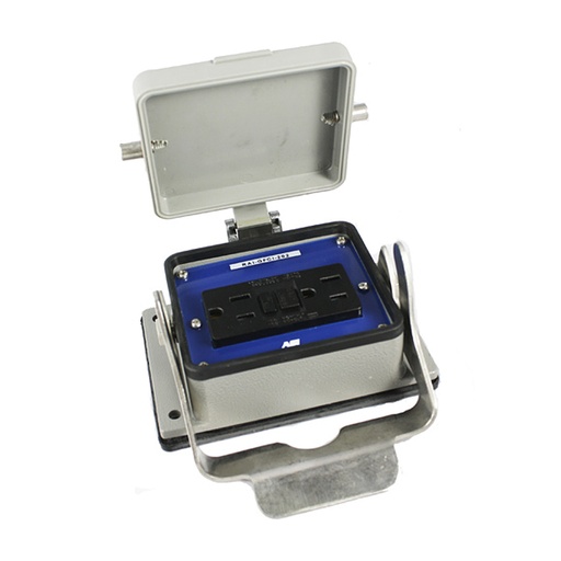 [RAI-GFCI-202] ASI RAI-GFCI-202 Panel Interface Connector | 120V GFCI Receptacle | NEMA 4X IP65 | Locking Cover | Industrial Through-Panel Access
