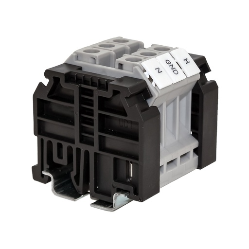 [RAHW18-100] Customer DIN RAIL Assembly: 3 Terminal Blocks, 2 End Stops, Labels, 2" DIN RAIL