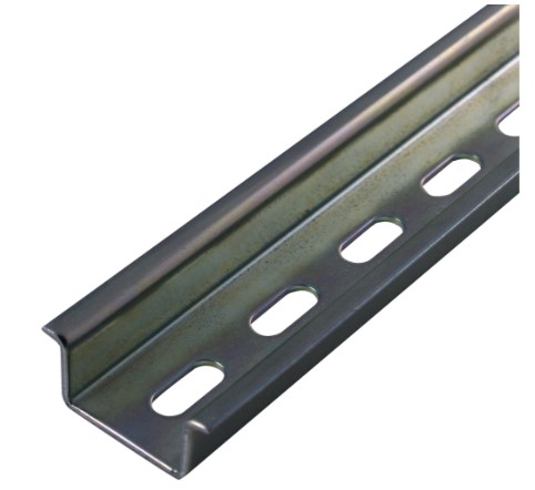 [PR006-0482MM] 35mm x 15mm Slotted DIN Rail | OPEN END | Precut Length: 482mm (19") | TH35-15 Steel Rail | RoHS Compliant | Sold As Single Units