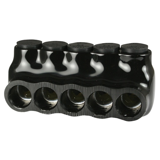 [AICS2-0-5] Insulated Multi Tap Connector |  5 Port | 6 AWG-2/0 AWG |  600V Class | Black Plastisol Insulation | Single Side Wire Entry | UL Listed 486B