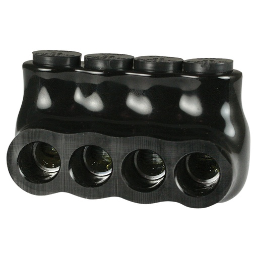 [AICS2-4] Insulated Multi Tap Connector, 4 Port, 14 AWG-2 AWG, 600V, Black Insulation, Single Side Wire Entry, UL Listed 486B