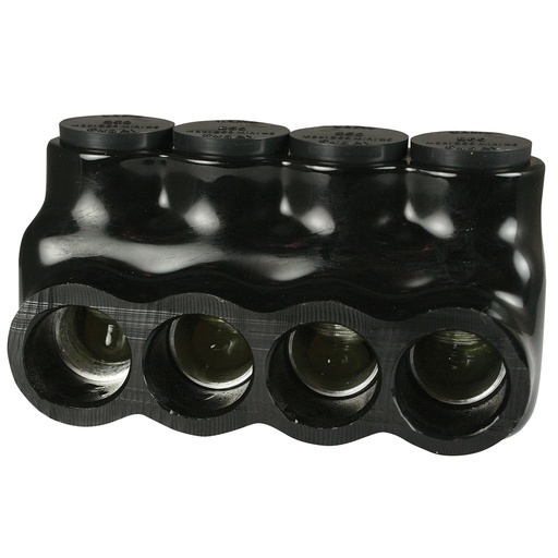 [AICS250-4] ASI AICS250-4 Insulated Multi Tap Connector | 2-Port | 6 AWG-250 MCM | 600V | Black Plastisol Coating | Single Side Wire Entry | UL 486B Listed