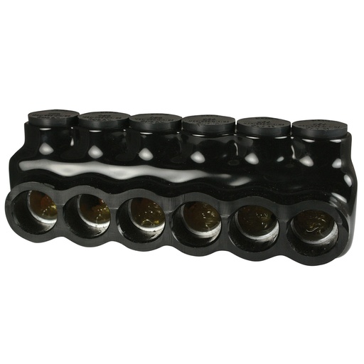 [AICS250-6] Insulated Multi Tap Connector |  6 Port | 6 AWG-250 MCM |  600V Class | Black Plastisol Insulation | Single Side Wire Entry | UL Listed 486B