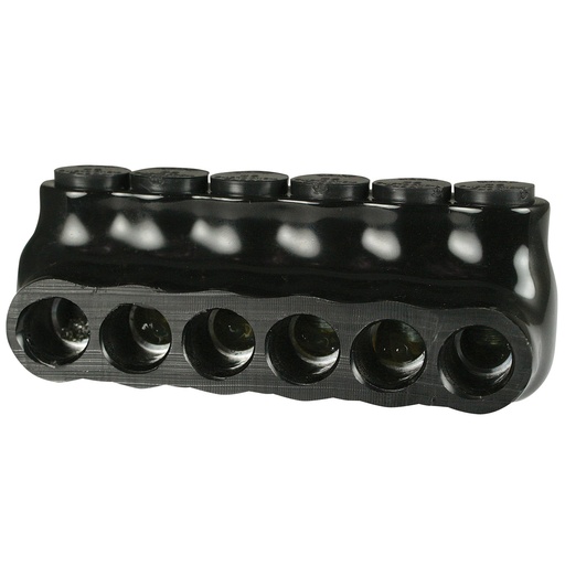 [AICS2-6] Insulated Multi Tap Connector, 6 Port, 14 AWG-2 AWG, 600V, Black Insulation, Single Side Wire Entry, UL Listed 486B
