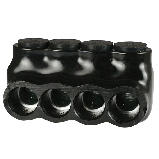 [AICS3-0-4] Insulated Multi Tap Connector, 4 Port, 6 - 3/0 AWG, 600V, Black Insulation, Single Side Wire Entry, UL Listed 486B