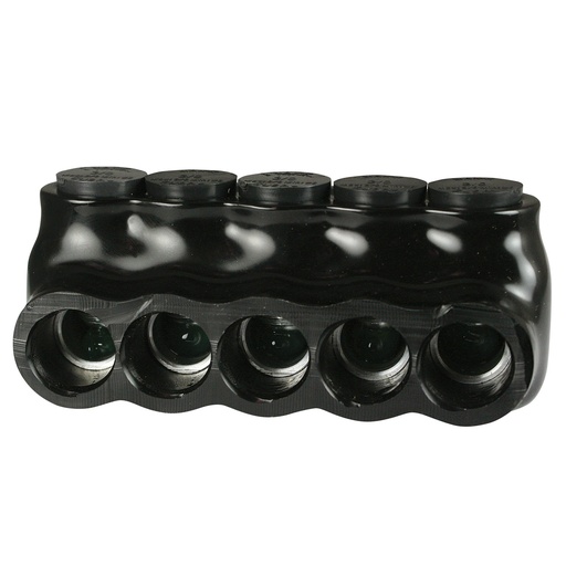 [AICS3-0-5] Insulated Multi Tap Connector |  5 Port | 6 AWG-3/0 AWG |  600V Class | Black Plastisol Insulation | Single Side Wire Entry | UL Listed 486B
