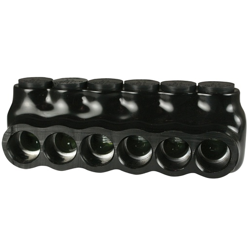 [AICS3-0-6] Insulated Multi Tap Connector |  6 Port | 6 AWG-3/0 AWG |  600V Class | Black Plastisol Insulation | Single Side Wire Entry | UL Listed 486B