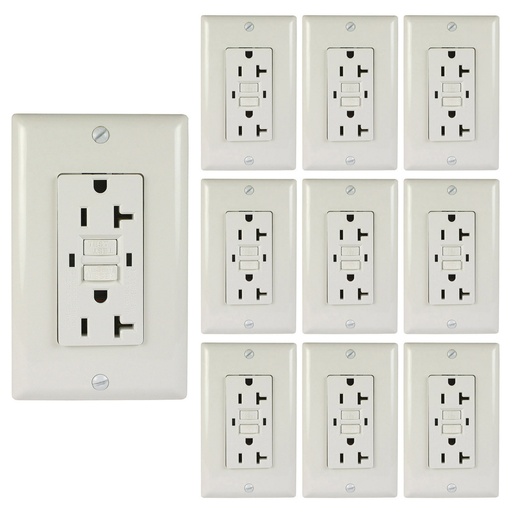 [LTG20-10W] 20 Amp GFCI Self-Testing 125V Wall Plate UL Listed, White, 10 Pack