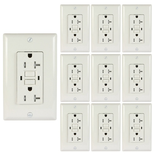 [LTG20TRWR-10W] Weather Resistant TR GFCI Outlet Wall Plate, White, UL Listed, 10 Pack