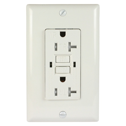 [LTG20TRWR-W] GFCI Outlet with Wall Plate, Tamper Resistant, Weather Resistant, 20 Amp Outlet, White UL