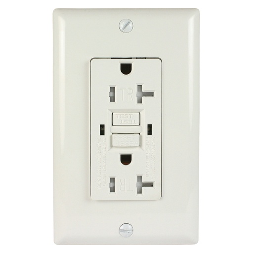 [LTG20TR] 20A 125V Duplex GFCI Outlet | Self-Test | White | Tamper Resistant | UL Listed | Includes Wall Plate | 1-Pack