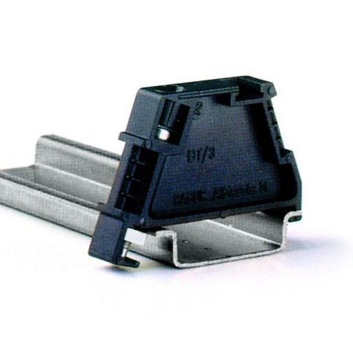 [BT003] DIN Rail End Stops | Snap-Lock, Black DIN Rail End Anchor, Stainless Steel Clip, Screw Down