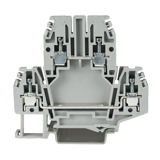 [DB100GR] 2 Level Terminal Block, DIN Rail Mount, Only 5mm Wide, Screw Terminal Block 2 Level For 28-12 AWG, Accepts Push In Jumpers, 