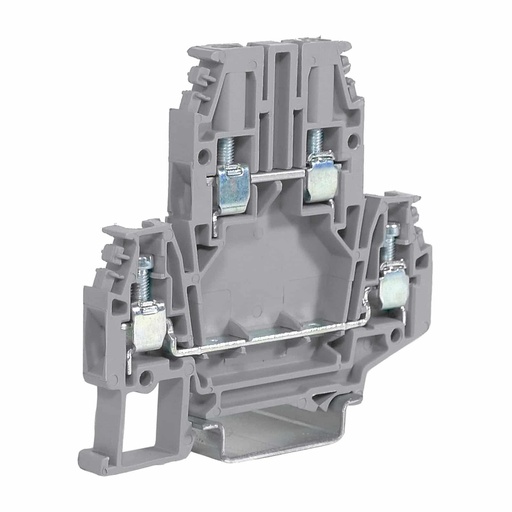 [DB400GR] 2 Level Terminal Block, DIN Rail Mount, Only 6mm Wide, Screw Terminal Block 2 Level For 20-10 AWG, Accepts Push In Jumpers, 