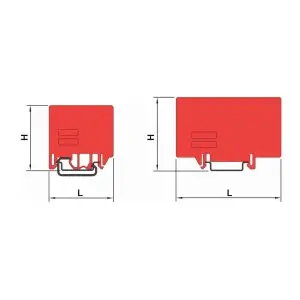 [DH03R] DIN Rail Terminal Block Partition Plate, Red, HMM.2/2+2