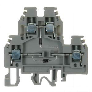 [DS119GR] 2 Level DIN Rail Terminal Block with (2) 1N4007 diodes, Lamp/LED Test Circuits