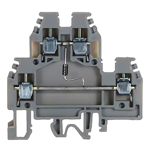 [DS128GR] 2 Level DIN Rail Terminal Block With A Voltage Indicating LED Between Levels, Green LED, 20-30Vdc