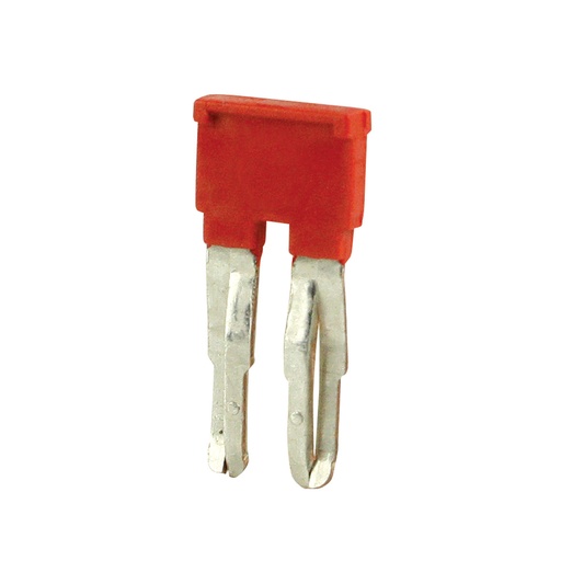 [EFB0202R] 2 Position Push-In Jumper for DIN Rail Terminal Blocks, Red, 5.2mm Spacing, 