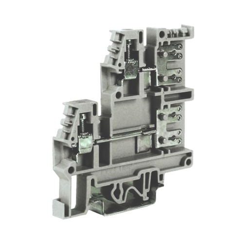 [FV100GR] Tab/Screw Clamp 2-Level Feed-Thru Terminal Block, 20-10 AWG, Gray